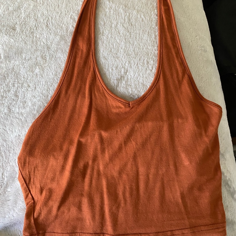 burnt orange halter top